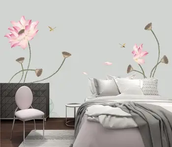 beibehang Užsakymą tapetai, freskos naujas Kinų stiliaus gėlių ir paukščių ranka-dažytos lotus dragonfly gyvenimo kambario, miegamasis fone