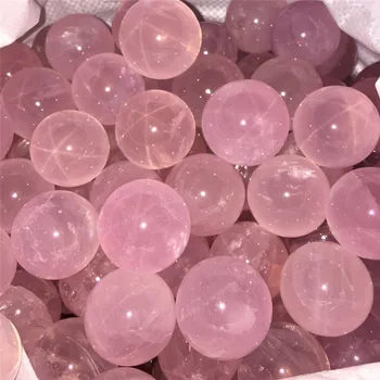 Natūralus rožinis kristalas žvaigždės kamuolys ženklas gydomųjų mineralinių kristalų perlas kamuolys 