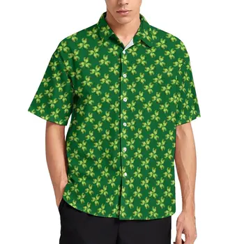 Shamrock Trijų Lapų Havajų Marškinėliai Vyras St Patriko Dieną Atsitiktinis Marškiniai, Palaidinės, Trumparankoviai Kietas Negabaritinius
