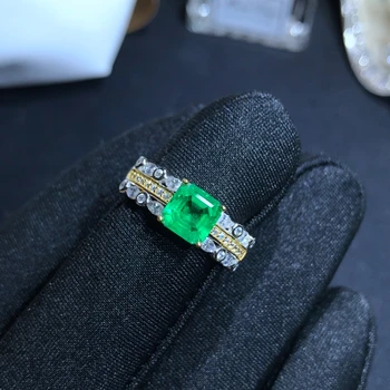 100% natūralus smaragdas žiedas nauja 925 Sterlingas Sidabro AAAAA Princess square retas, brangus perlas