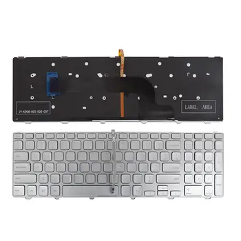 Naujas JAV Išdėstymo Klaviatūra Dell Inspiron 15-7000 15-7537 Serijos Apšvietimu MUMS Sidabrinė Rėmas Win8