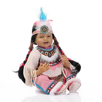 Etninės mergaitė, 55 CM Lėlės Reborn Silikono Kūdikių Lėlės Pardavimui Gyvas Lėles Mergaitėms 22