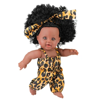Juoda baby doll žaislas mergina lėlės afrikos vaškas spausdinti dizainas mielas juoda baby doll afrikos vaikams
