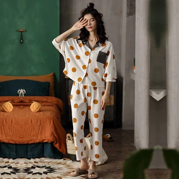 2VNT Sleepwear Moterų Pajama Komplektai Naujų Medvilnės Pijama Su Kišenėmis Pyjama Femme Kokybės Ponios Namų, Kostiumą Drabužių, Namų