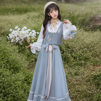 Kinijos Stilius Derliaus Hanfu Suknelė Tiktų Moterims Tobulinimo Tradicinių Drabužių Senovės Nacionalinių Šokių Suknelės Trijų dalių Rinkinys Naujas