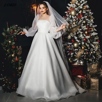 LORIE Elegantiška Baltos spalvos Nėrinių Vestuvių Suknelės Stebėjimo Ilgio Sluoksniuotos Rankovėmis Boho Princesė Vestuvinės Suknelės Moterims 2022 vestidos de novia
