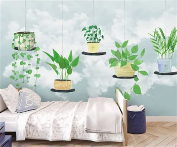 Europos ir Amerikos modernaus minimalistinio augalų lapai berniukų ir mergaičių miegamasis piešiniai vaikų kambariams bet kokio dydžio užsakymą tapetai