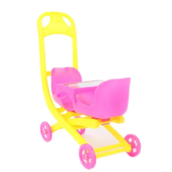 Lėlių priedai geltona vežimėlis valgomasis automobilių žaisti namo lauko žaislas automobilis kūdikio vežimėlis gimtadienio dovana tinka 1/12 lėlės