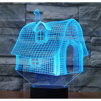 3D LED Nakties Šviesos Namas su 7 Spalvų Šviesos Namų Puošybai Lempos Nuostabi Vizualizacijos Optinė Iliuzija Nuostabus