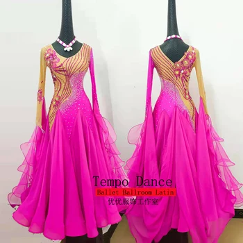 US10 Užsakymą Moterų Šiuolaikinių Šokių Konkursas Kostiumas Naujas Didelis Hem Diamond Suknelė Tango Valsas Pramoginiai Šokiai Vykdymo Etapą Dėvėti