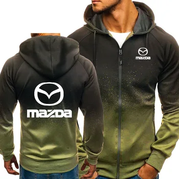 Hoodies Vyrų Mazda Automobilio Logotipas Spausdinti Atsitiktinis HipHop Harajuku Gradiento spalvos Gobtuvu Mens Vilnos Megztiniai užtrauktuku Striukė Vyras Drabužiai