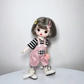 SISON BENNE 16 cm Lėlės 1/8 BJD Doll su Trumpu Perukai Juoda akių Obuolius, Pilnas Komplektas Komplektai Mini Mielas Žaislai Vaikams