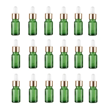 Naujas 5ml Žalias Stiklas Užkratas buteliai,Tuščios eterinio Aliejaus butelis Nedidelis mėginio Buteliukai Su Baltos gumos Aukso Žiedus