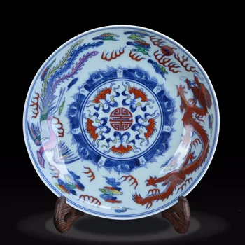 Aukštos klasės antikvarinių ranka-dažytos dekoratyvinės plokštės (Yong Zheng) Jingdezhen antikvariniai porceliano, antikvariniai papuošalai, pagaminti iš senų