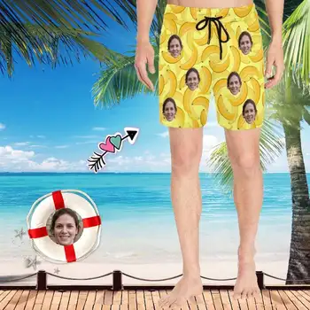 YesCustom Užsakymą Veido Nuotrauka Bananų maudymosi kostiumėlį Dėvėti Elastinės Juosmens Quick Dry Minkštas vyriški Laisvalaikio Kamieno Banglenčių Šortai Paplūdimio Sporto