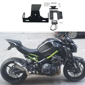 Motociklo Licenciją Plokštelės Laikiklis Laikiklis Kawasaki Z900 Z 900 2017-20 Motociklo Splash Guard Canceller su LED Žibintas Juodas