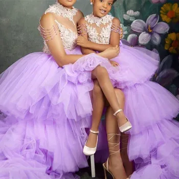 Gėlių mergaičių Suknelės Vestuvėms Vestidos daminha Vaikai Vakare Inscenizacija Chalatai su Laivapriekio Pirmos Komunijos Suknelės Mergaitėms