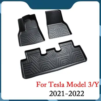 Už Tesla Model 3/Y Automobilių Vandeniui neslidžia Grindų Kilimėlis TPE Modifikuotų Automobilių Reikmenys 3Pcs/Set Visiškai Apsuptas Specialios Pėdos Padas