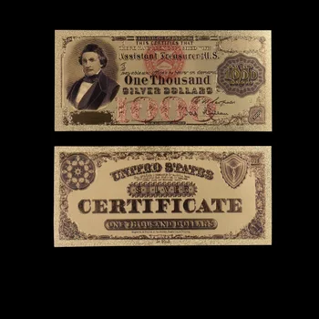 Spalvinga 1000 Dolerių Aukso Folija Banknotų 1878 Metų Amerikos Aukso Banknotų Kaip Dekoro Dovanos, Suvenyrų Kolekcija
