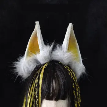 Naujas Rankų Darbo, Originalus Žvėris Vilkas Kačių Ir Šunų Ausys Baltos Hairband Hairhoop Apdangalai, Cosplay Kostiumų Priedai