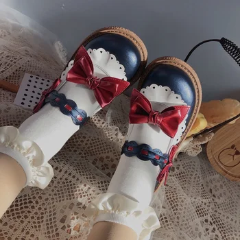 Japonijos lolita spalvų atitikimo butas didelis, apvalios galvos lėlės odiniai batai brangioji mergina vieną batai kawaii batai cosplay loli