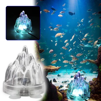 Akvariumas Volcano Oro Siurblys Povandeninis LED Spalvingų Žuvų Bakas Burbulas, Šviesos, Oro Akmuo, Disko Šviesos Akvariumo Dekoracijos