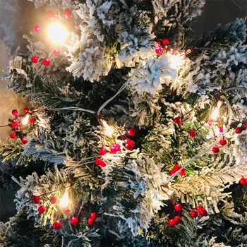 Kalėdų Raudonųjų Uogų Rotango Vynmedžių Yra 1,65 M 10Led LED Pasakų String Žibintai Namų Kalėdų Eglutė Kalėdų Šalis Apdaila