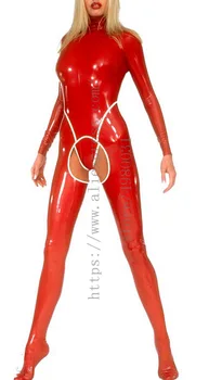 Seksualus, moterų Fetišas raudonos latekso catsuit & latekso thong, kas yra pagaminta iš 0,4 mm storio natūralios & lankstaus latekso medžiagos
