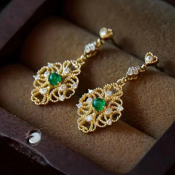 Derliaus Tuščiaviduriai Dizaino Kalnų Krištolas Tabaluoti Auskarai Aukso Spalvos Vario EarringFor Moterų Bohemijos Šalis Vestuvių Karšto Pardavimo Fine Jewelry