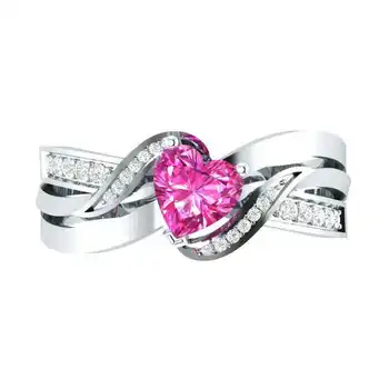 Mados naujų moterų širdies formos sintetinių cirkonis žiedas paprastų moterų vestuvės vestuvinis žiedas dydis 6-10