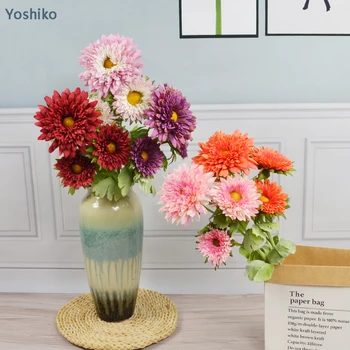 Yoshiko 3Heads Dirbtinio Šilko Gerbera Gėlių puokštė Sode vestuvių prekybos centro 