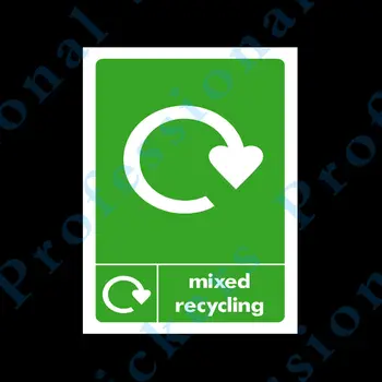Įspėjamasis ženklas Mišrių atliekų Perdirbimas, Plastiko Prisijungti arba Lipdukas - Pasirinkti Dydį ir Medžiagų Vandeniui Vinilo Motociklų Lipdukai