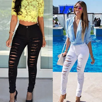 Smarturban.lt Europa ir Jungtinės amerikos valstijos didelę skylę džinsus mergina banga asmenybės elgeta, dėvėti elastinės kelnės tinklo factory outlet