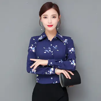Rudenį Korėjos Mados Šifono Moterų Marškiniai Office Lady Mygtuką Iki Marškinėliai Pink Moterų Ilgas Rankovėmis Palaidinė Camisas Mujer