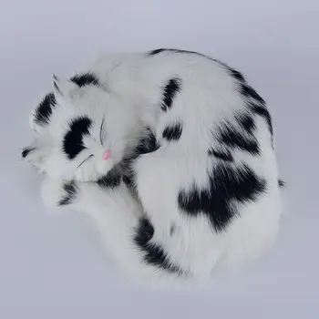 miega modeliavimas, kačių žaislas polietileno & kailiai, juoda ir balta katė lėlės dovana, apie 25x20x11cm 1011