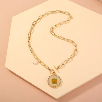 Europos ir Amerikos mados naujų gėlavandenių perlų vėrinį Mados gamtos chrizantemų derva 