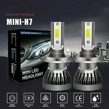 2VNT H7 LED Žibintų 200W/20000LM Hi/Low Kit Šviesos Lemputės 6000K Canbus Klaidų