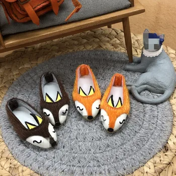 BJD Doll Batai tinka 1/6 dydžio stilingas vieną tne tne batai su gyvūnų spausdinti fox batai, rudos ir oranžinės spalvos