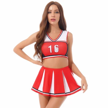 Ladie Cheerleader Kostiumai, Moterims Japonijos Moksleivė Cosplay Vienodas Seksualus Apatinis Trikotažas Fancy Dress Cheer Leader Kostiumas Nustatyti Helovinas