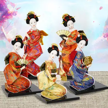 Japonų Geiša Miniatiūros Lėlės Pritūpęs Stiliaus Traddtional Japannese Etninės Kimono Lėlės Mergaitėms Rankų darbo Dizaino, Amatų ZL219