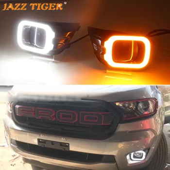 LED DRL Dienos Šviesos Ford Ranger T8 2019 2020 12V Įjungti Geltonas Signalas Akys Auto dieninės Lempos