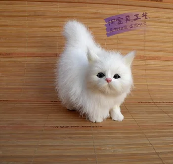 mielas modeliavimas balta katė modelis polietileno & kailio katė žaislas dovana, apie 12x6x12cm 0559