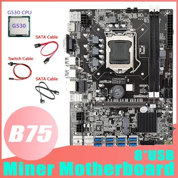B75 ETH Kasybos Plokštė 8XPCIE Į USB+G530 CPU+2XSATA Kabelis+Switch Kabelis LGA1155 MSATA B75 DDR3 USB Miner Plokštė