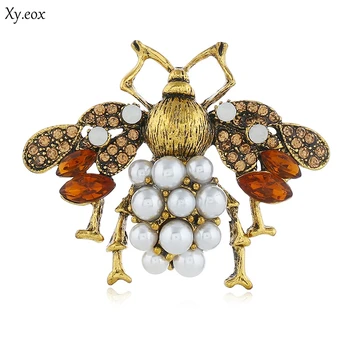 Naujas Mados Perlų Bičių Sages Moterims Antikvariniai Aukso Spalvos Sagė Pin Vintage Stiliaus Papuošalai Aukštos Kokybės Vabzdžių
