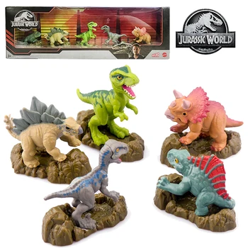 Juros periodo Pasaulio GXW45 Mini Kolekcines Dinozaurų 5vnt Tyrannosaurus Rex Triceratopsas Dimetrodon Veiksmų Skaičius, Modelis Dinozaurų Žaislai