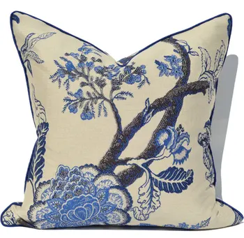 Vintage blue sielovados gėlių, dekoratyvinių mesti pagalvę/almofadas atveju, 45 50,amerikos šalyje žiedų pagalvėlė padengti namų dekoravimo