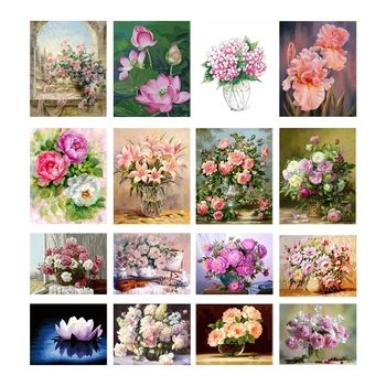 5D Pasidaryk pats Deimantų Namų Puošybai Gražus Rožinės Gėlės Tapybos Lotus Išaugo Nuotrauka Kryželiu kvadratiniu Gręžimo Dovana, Sienų Dekoras