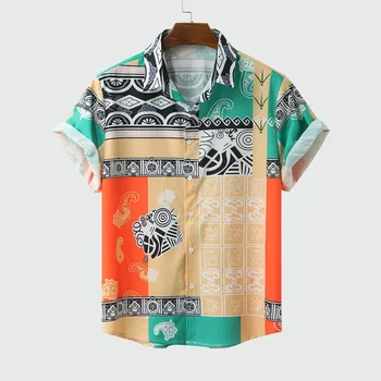 Naujas Atogrąžų Havajų Marškinėliai Mados 3D Atspausdintas vyriški Laisvalaikio Marškinėliai, Unisex Atvartas Trumpas Rankovės Marškinėliai