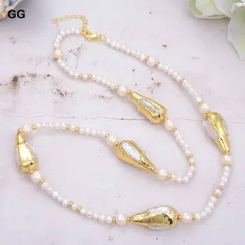 GuaiGuai Papuošalai Gėlo Vandens Dirbtiniu Būdu Išauginti Perlai White Pearl Keshi Perlų Stotis Ilgas Megztinis Grandinės Karoliai 29