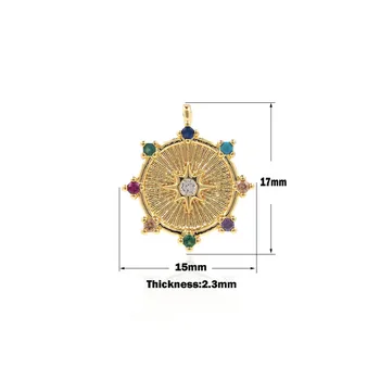 Micropavé Kubinis Cirkonis Astrolabe Karoliai,Polaris Žavesio,Star Monetų Apvalus Pakabukas, 